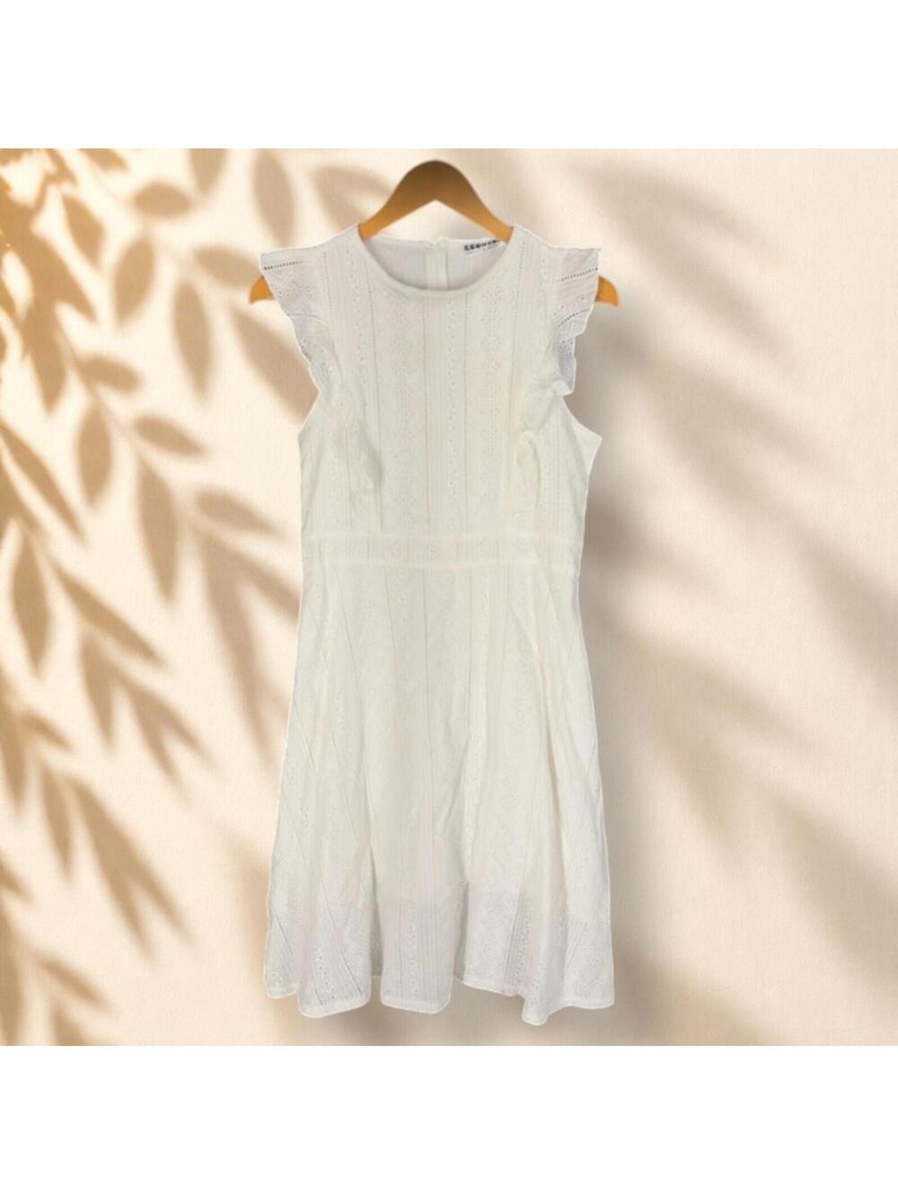 Ecowish Dress Women S Small White Embroidered Sheath Midi Zipper Sleeveless